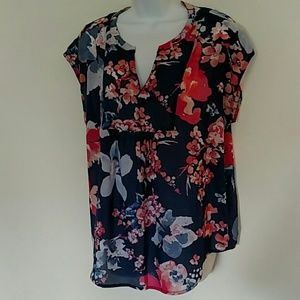 Liz Claiborne sheer floral short-sleeved blouse